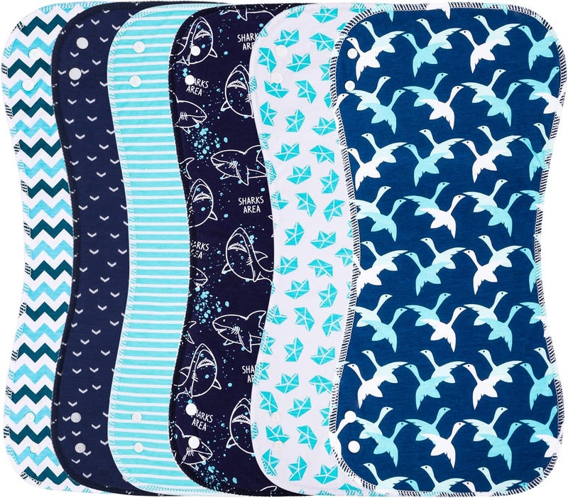 Benoxine 2-in-1 Burp Cloths and Baby Bibs - 6 Pack Large Super Absorbent Soft Cotton Burping Cloths for Spit Up, 3 Layers Thick Baby Burp Rags for Girls & Boys - Image 1